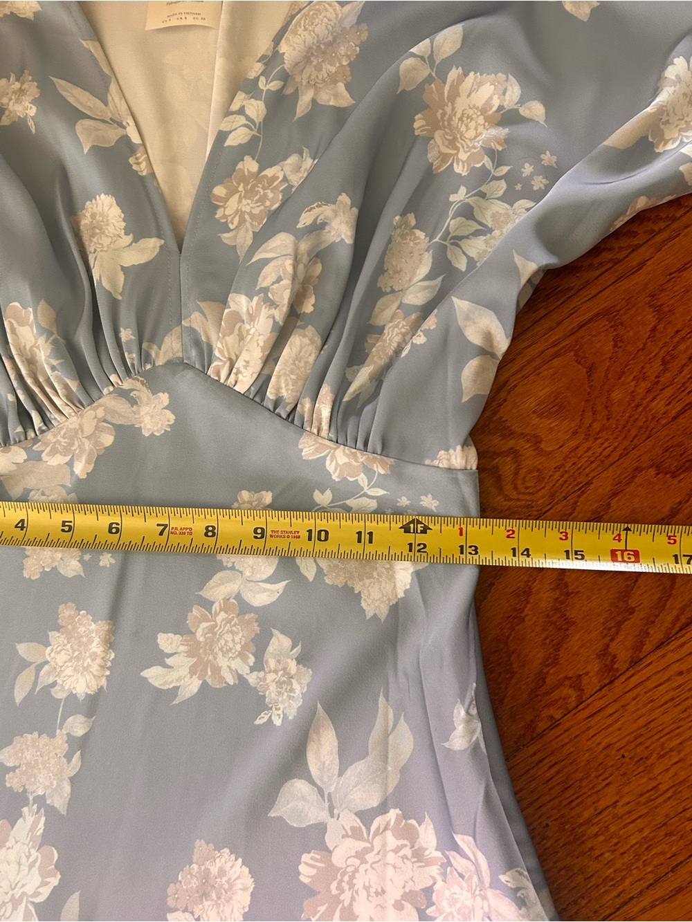 BHLDN Leila Blue Floral Maxi Dress 4 Deep V Flutter Sleeve Bridal Guest Shower - Picture 13 of 16